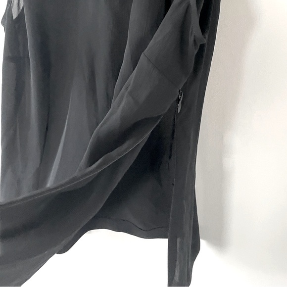 Sheer Black Ruffle Sleeveless Top (Esprit de Corp) with Side Tie and Side Zipper - Picture 4 of 6